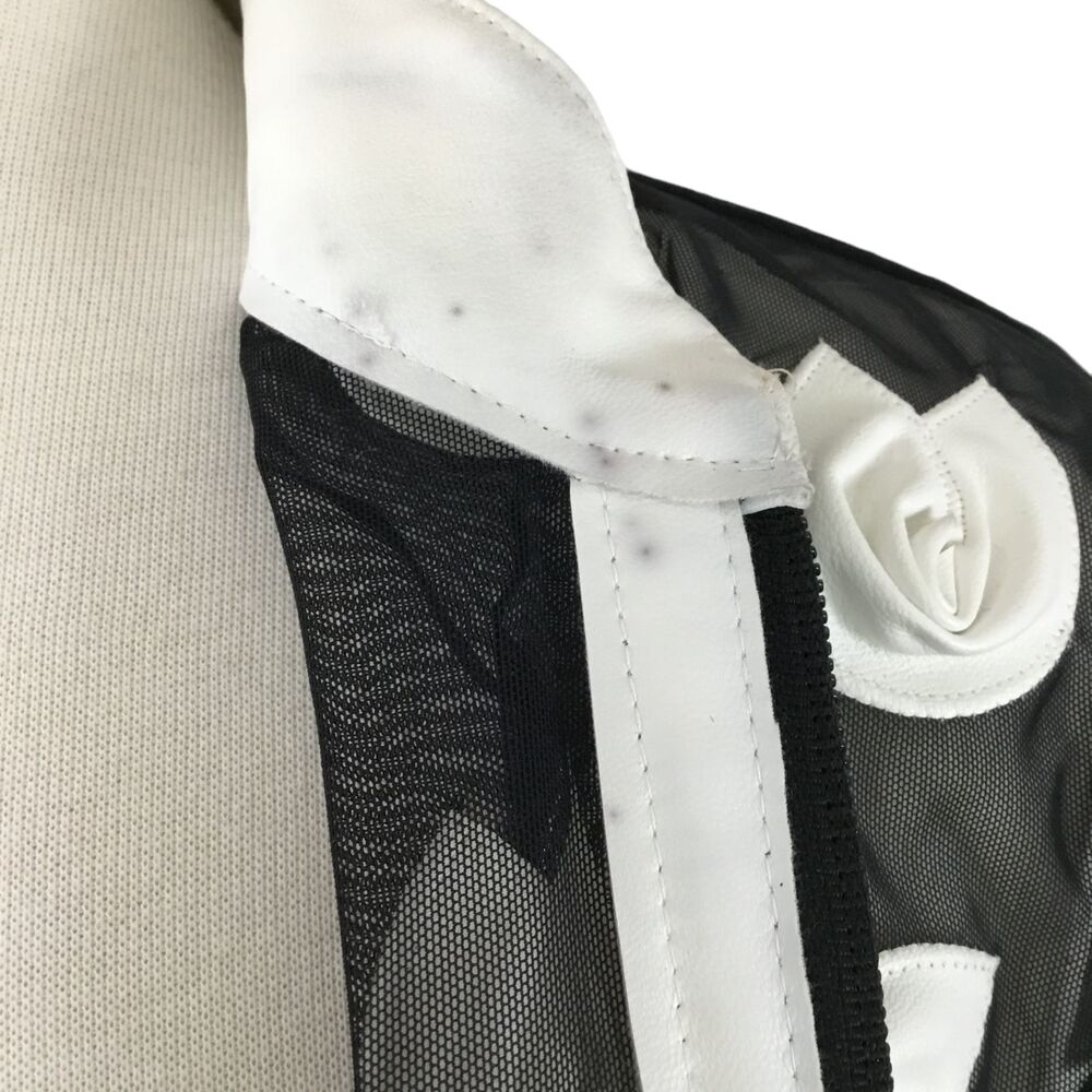 Weavz Women's Artsy Mesh Zip Up Jacket with White Vegan Leather 3D Rosettes sz M - Picture 13 of 16